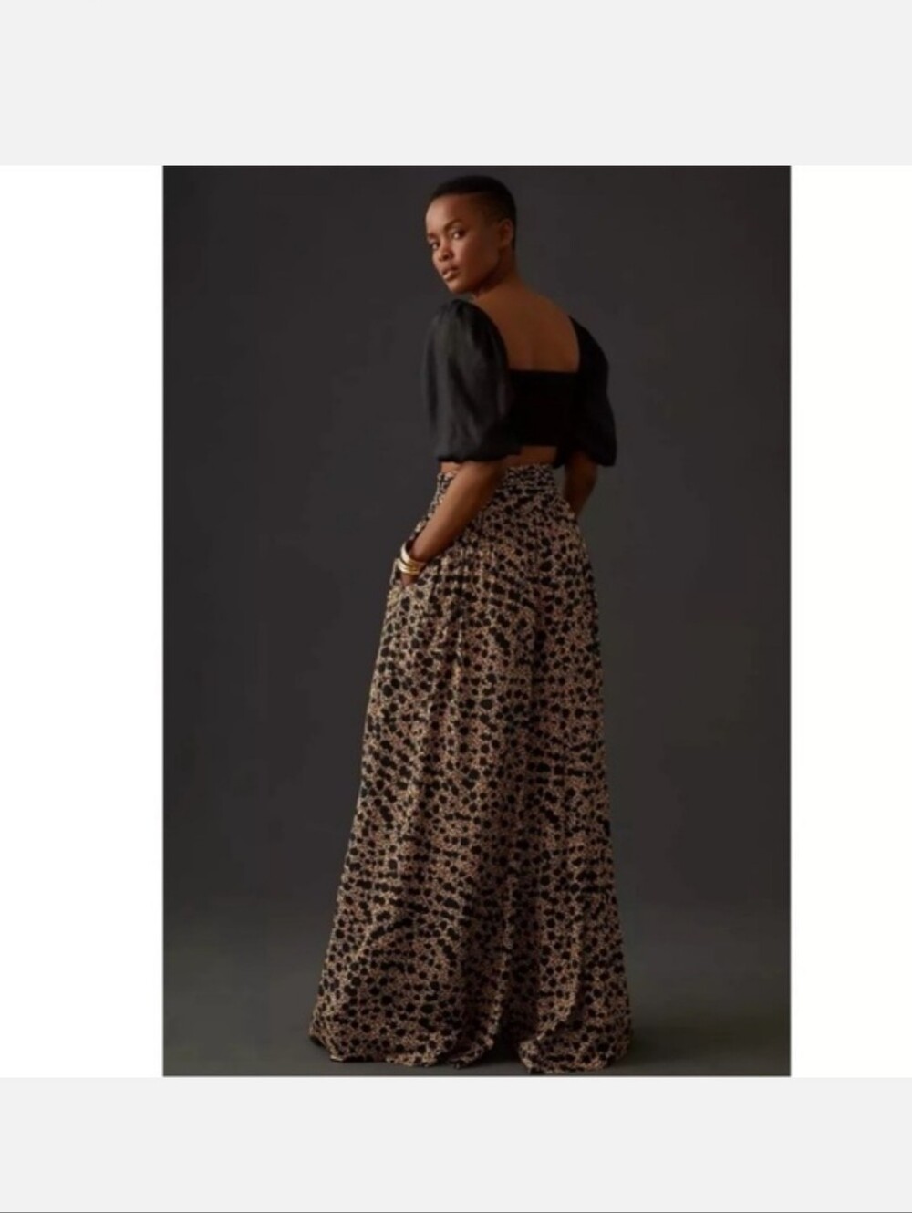 Anthropologie Black and Tan Wide-Leg Pants